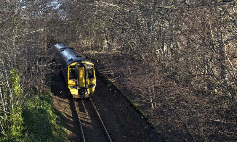 158720 PITCAPLE 30.1.24 (2).jpg: PASSING THE SITE OF THE LONG CLOSED PITCAPLE STATION. Photo of 158720 PITCAPLE 30.1.24 (2).jpg