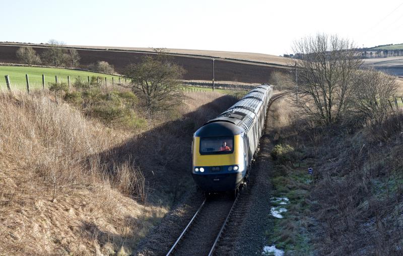 43136-036 HARLAW 30.1.24 (3).jpg: THE TRACK HERE IS PRETTY UNUSUAL I THINK-----CONTINUOUSLY WELDED BULLHEAD RAIL Photo of 43136-036 HARLAW 30.1.24 (3).jpg