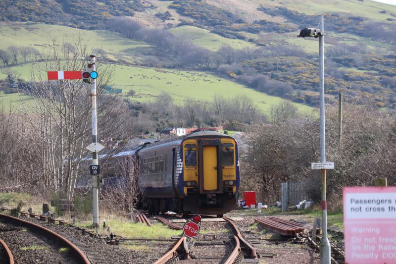Girvan Siding - 156503: Picture taken today (4/3/24) of 156503 in siding at Girvan Station. Currently parked there whilst the Stranraer Line remains cut off and non operational following the Ayr Station Hotel fire last year. Photo of Girvan Siding - 156503