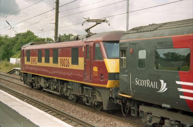 The ScotRail Swoosh on the North Berwicks: Ewan's comment about ScotRail Swoosh got me doing a bit more looking and found this plain version on the temporary North Berwick arrangements around 2005 Photo of The ScotRail Swoosh on the North Berwicks