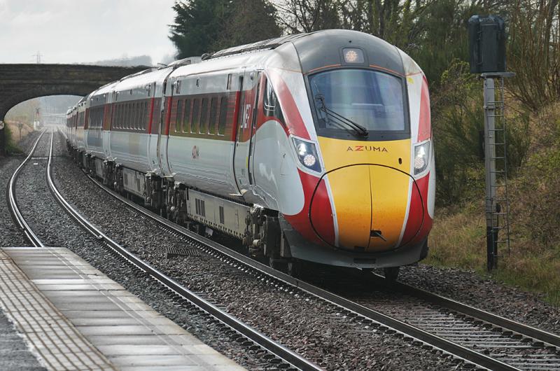 Dalgety Azuma: LNER Azuma 800102 nears Dalgety Bay with the 10.00 from Kings Cross to Aberdeen on 28 March. Photo of Dalgety Azuma