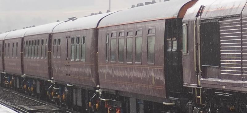 Observation coach windows detail: Selective enlargement showing windows now fitted to the Royal Scotsman Observation/veranda coach Photo of Observation coach windows detail