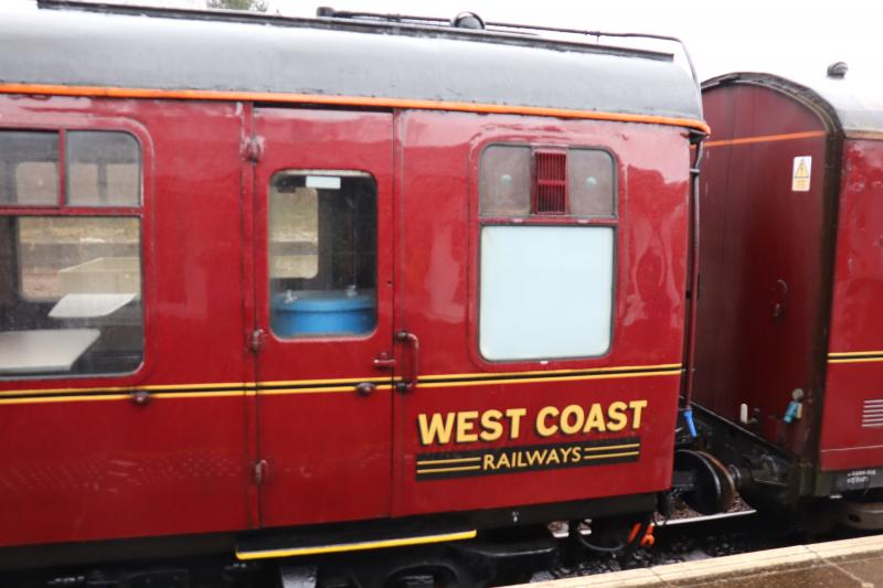 WCR Coach Door - Taken 5/4/24 : Picture of one of the 7 Jacobite carriages that travelled from Carnforth to Fort William today. Seems to be no CDL installed or any window bars ie stock is unmodified since last Jacobite season. Photo of WCR Coach Door - Taken 5/4/24