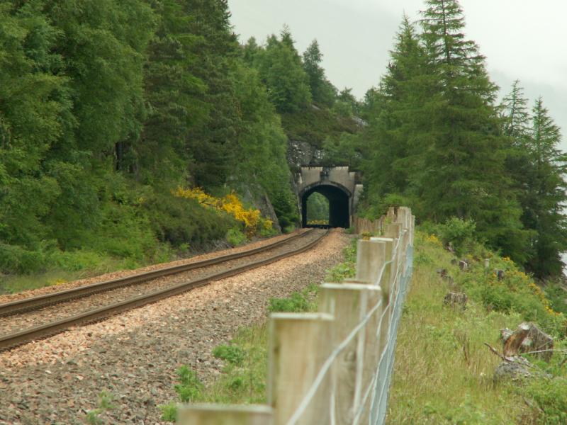 Fersit Tunnel: The 150 yard long tunnel - Taken on 13th June 2006
The line here runs alongside Loch Trieg Photo of Fersit Tunnel