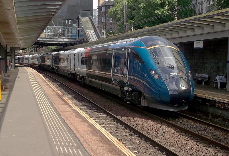 807001 at Haymarket: Avanti West Coast 7 Car 807001 arrives at Haymarket on delivery from Hitachi Merchant Park to Oxley under its own power. The route was via Darlington, Edinburgh and Carlisle on 4th July 2024. Photo of 807001 at Haymarket