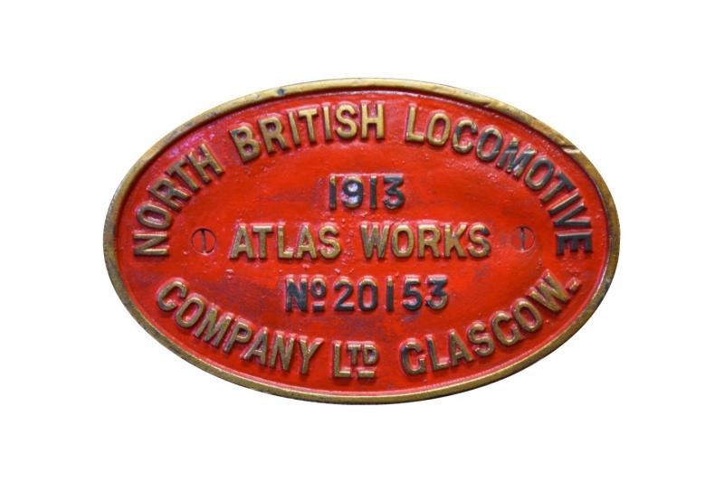 NBL builders plate, Atlas works: North British Locomotive Company Ltd. Glasgow. 1913 Atlas Works No. 20153.
From a loco exported to Australia. Photo of NBL builders plate, Atlas works