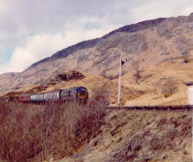 Approaching Glenfinnan: NBL Type 2 D6133 approaching Glenfinnan in 1969 with a Mallaig/ Fort William train. Photo of Approaching Glenfinnan