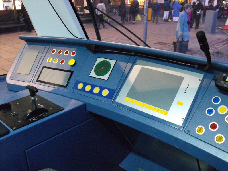 Tram Cab: The cab of the mock-up of Edinburgh's new Trams Photo of Tram Cab