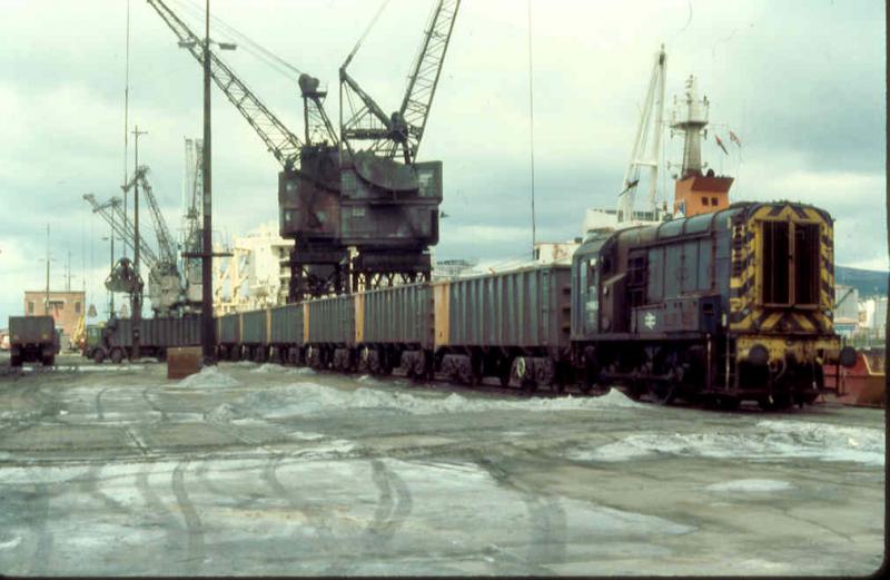 Brief upsurge: In 1979 Rothesay Dock enjoyed an upsurge in traffic because of delays at Hunterston. Here 08883 shunts PTAs for loading prior to going to Ravenscraig. Photo of Brief upsurge
