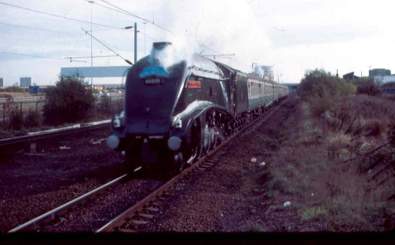 Steam at Cardonald:
An excursion from Edinburgh to Ayr in 1983 saw 60009 Union of South Africa on the main Glasgow to Ayr line and I took this as she approached Cardonald. Photo of Steam at Cardonald