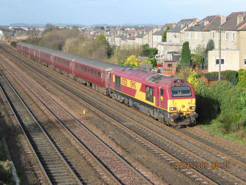 67021: Passing Saughton before the wires go up Photo of 67021
