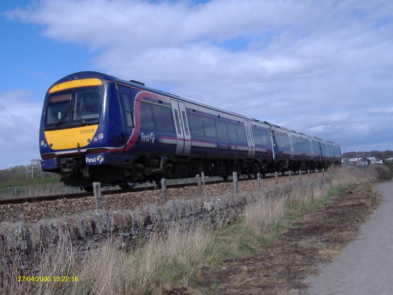 trains &boats 014.jpg: 170 408 South of Arbroath with an Aberdeen-Edinburgh train Photo of trains &boats 014.jpg