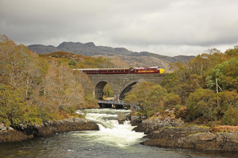 37670 crosses The Falls Of Morar: Photo of 37670 crosses The Falls Of Morar