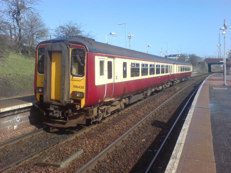 156 Sprinter at Bargeddie: 156435 calls at Bargeddie on the Glasgow Central-Whifflet (26.03.09) Photo of 156 Sprinter at Bargeddie