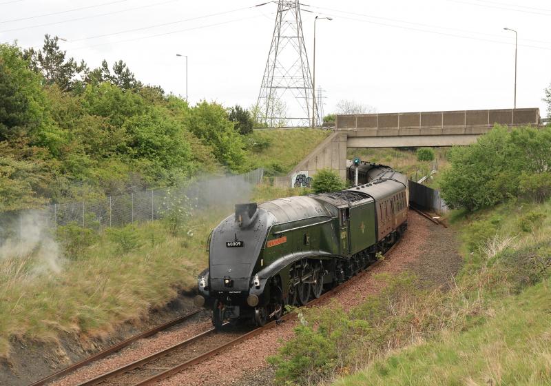 60009 on 5Z20: 60009 on the rear of the 09.01 5Z20 Millerhill to Edinburgh approaching Brunstane from Niddrie West. Photo of 60009 on 5Z20