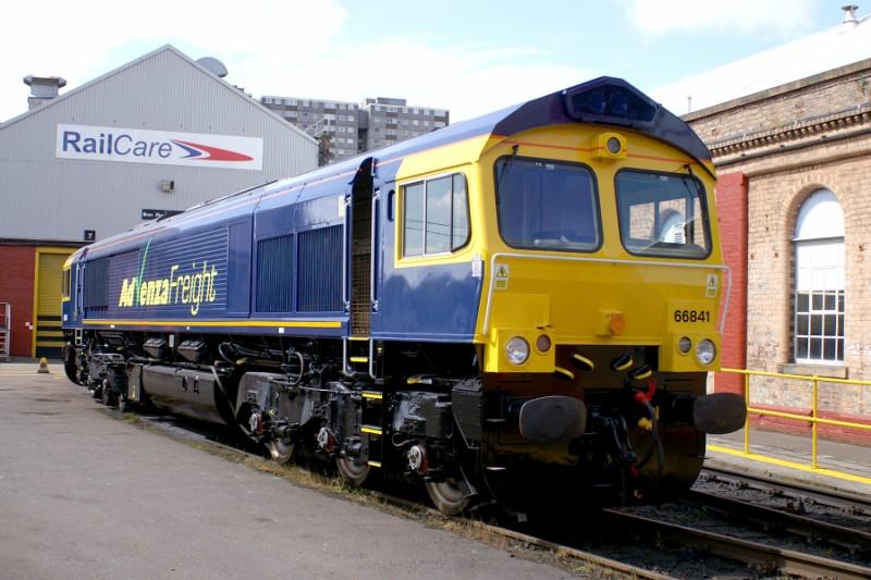 66841: Another view of 66841 Ex Works in the yard at Railcare Springburn
With Permission of Advenza/Porterbrook/Railcare Photo of 66841
