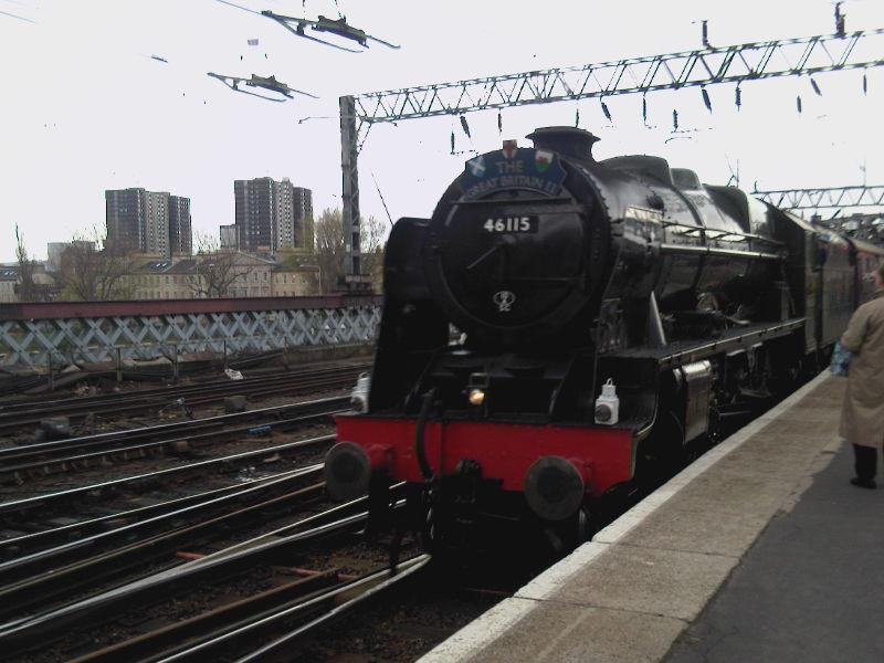 the great briton 2: steam 46115 the scots guardsman arriving into platform 9 in glasgow central Photo of the great briton 2