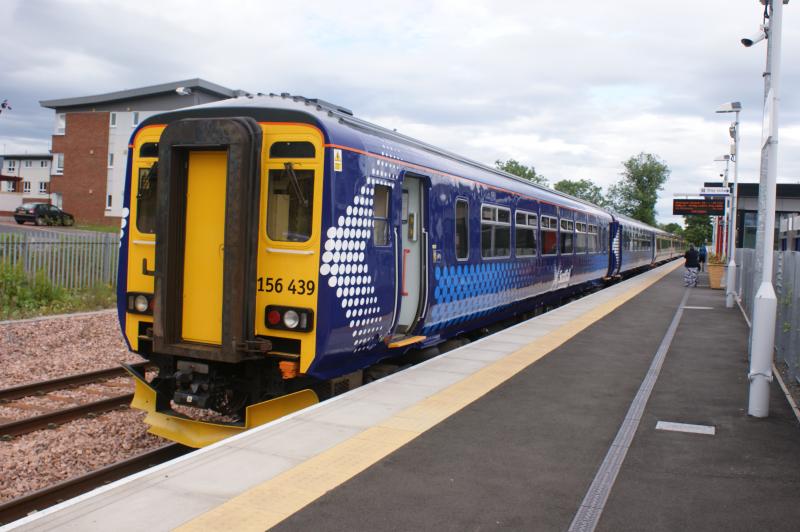 new livery at alloa: new scotrail livery on glasgow train 22 june at alloa station Photo of new livery at alloa