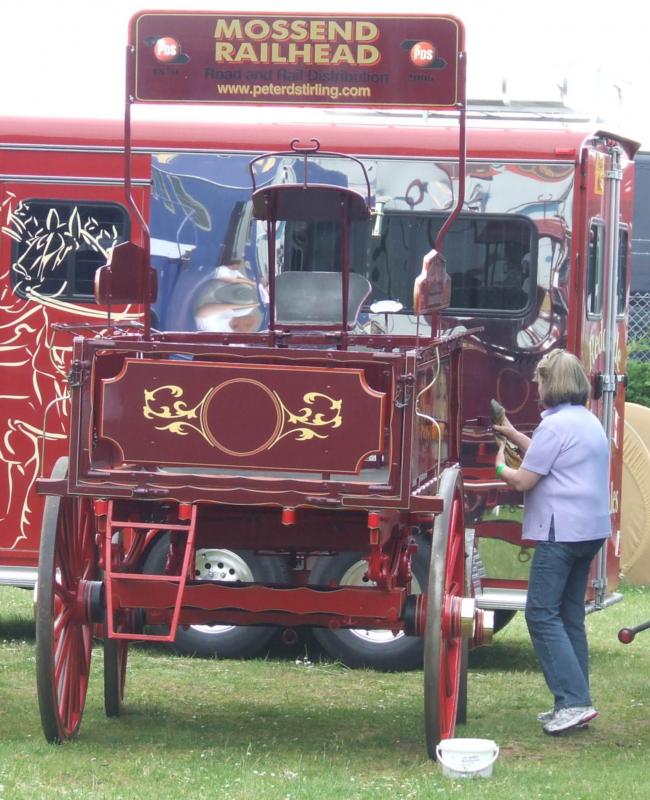 PD Stirling goes Carriage Cleaning!: A horse drawn carriage belonging to PD Stirling gets cleaned at the Royal Highland Show 27 June 2009 Photo of PD Stirling goes Carriage Cleaning!