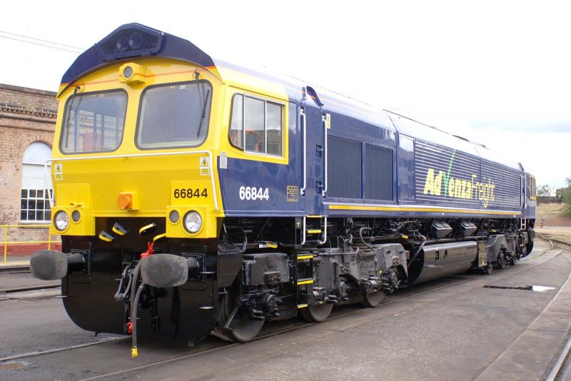 66844: 66844 (ex 66409) in Ex Works Condition stands outside the test house at Railcare Springburn on 7th July Photo of 66844