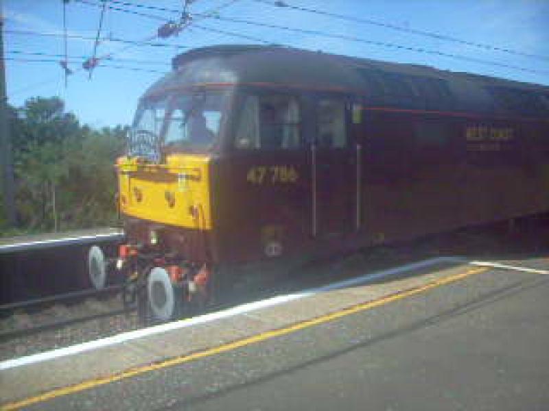 The Electric scot at Troon today: Class 47 hauls passenger cars down to Ayr. Photo of The Electric scot at Troon today