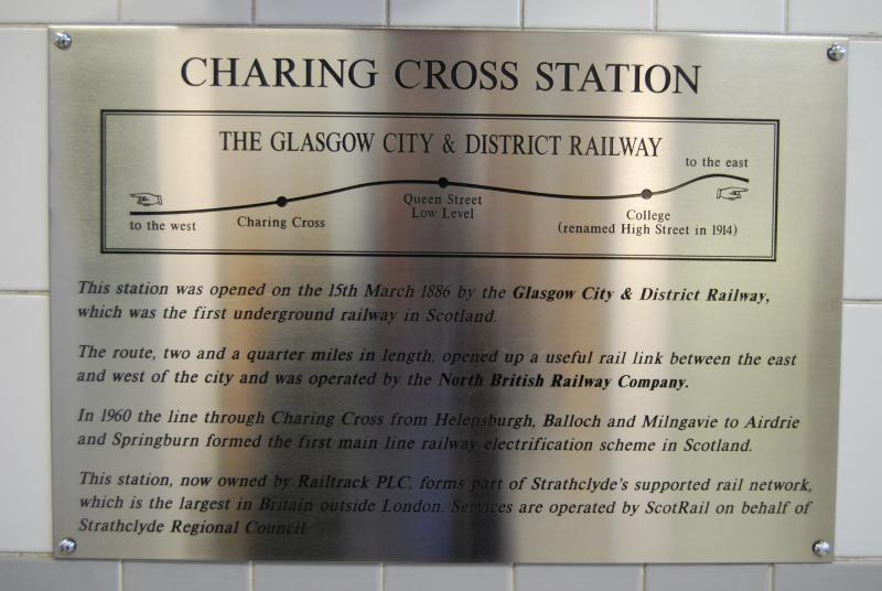 Charing Cross - City Line: 16th July Placque in Charing Cross Station Giving Brief History of City Line Photo of Charing Cross - City Line