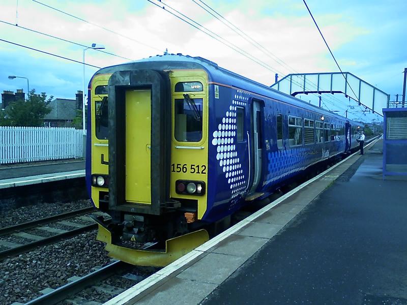 156512 at Slateford: 156512 in its Saltire livery sits at Slateford ready to depart. Taken with a camera phone as this is all i had with me at the time! Photo of 156512 at Slateford