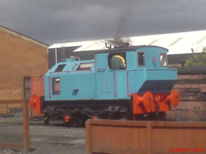 Sentinel 0-4-0 'Ranald': Sentinel in Steam for first time outside Steam Shed at Bo'ness on 2 August 2009. Photo of Sentinel 0-4-0 'Ranald'