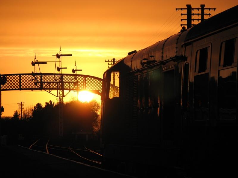 Bo'ness sunset: D8020 stands at Bo'ness station in the evening sun at the end of a successful day at the diesel gala. Saturday 26th April 2008 Photo of Bo'ness sunset