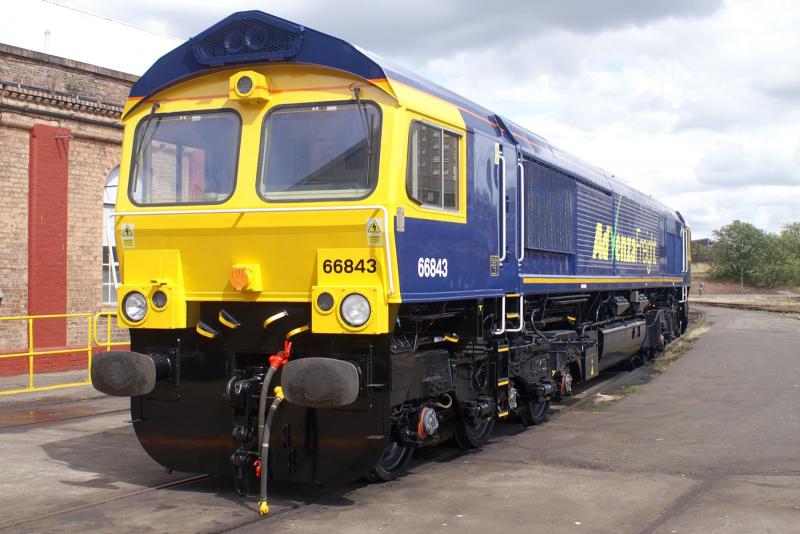 66843: Ex Works 66843 stands in the yard on the 5th August 2009 Photo of 66843