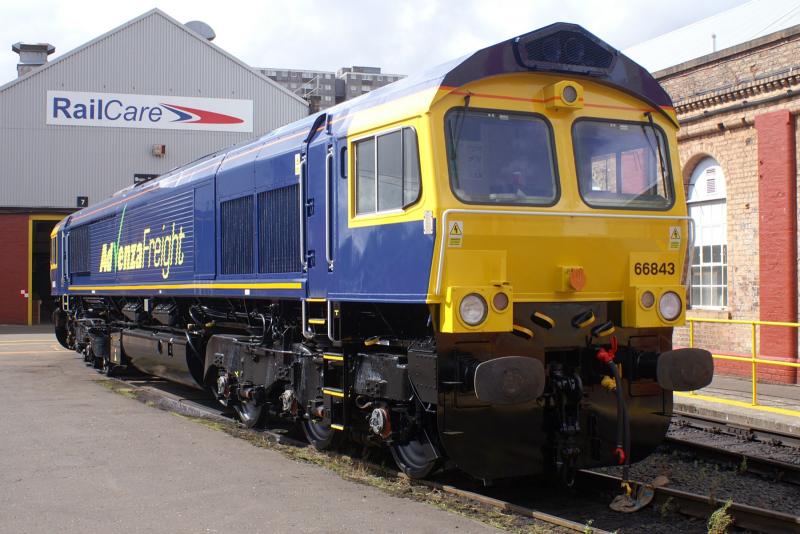 66843: Another view of 66843 Ex Works in the yard on the 5th August 2009 Photo of 66843
