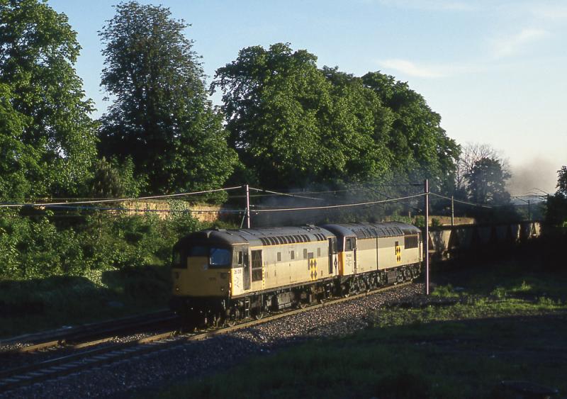 26006 + 56089: Southbound coal at Inveresk on the ECML. the 26 will pilot as far as Grantshouse.19 June 1991 Photo of 26006 + 56089