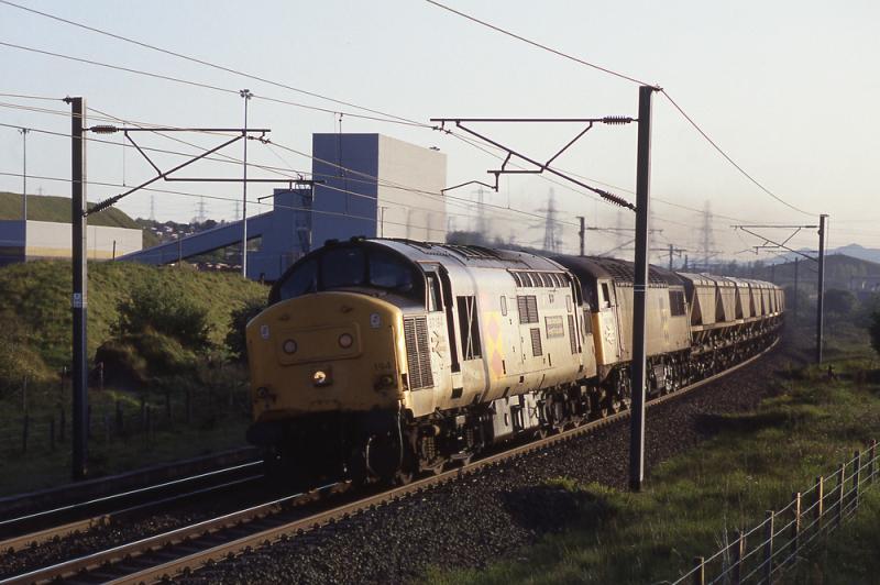 37194 + 56096: Southbound coal passing Blindwells loading point on 18 May 1992 Photo of 37194 + 56096