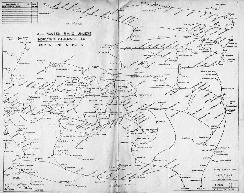 Scottish Region Route Availability: Plan of ScR RA, originally dated 1969, revised 1978. Photo of Scottish Region Route Availability