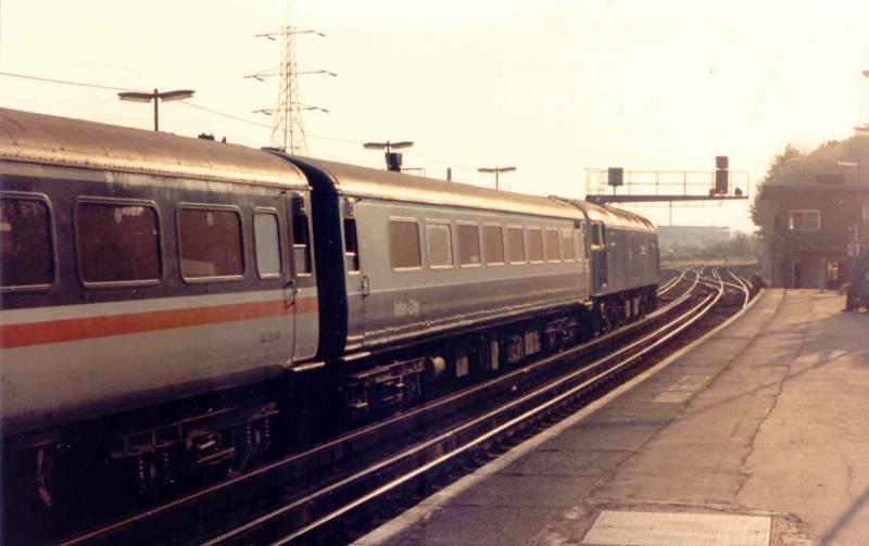 ScotRail on the Southern: The 0950 Glasgow to Poole at Southampton in May 1987.Polmadie maintained Mk2s worked these services bringing SC prefixed stock to the Southern Region. Photo of ScotRail on the Southern