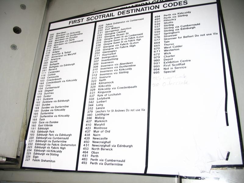 158_Destinations: Class 158 destination codes Photo of 158_Destinations