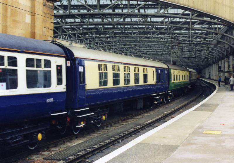 Regency Rail Cruises stock: Some of the coaching stock from Regency Rail Cruises which formed the Roy Castle Tour of Hope train when it visited glasgow Central in October 1997. Photo of Regency Rail Cruises stock