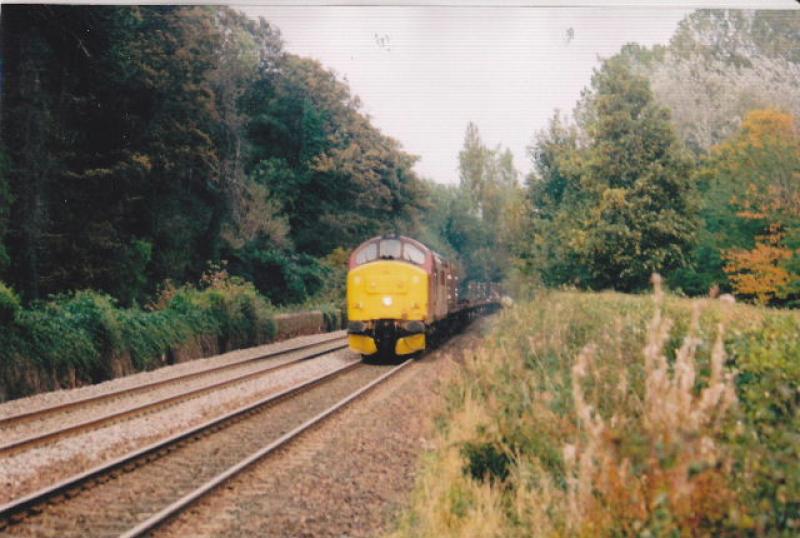 37401.: 37401 passing Dundee Airport. 6D84 Aberdeen to Mossend Working. 13/10/2009. Photo of 37401.