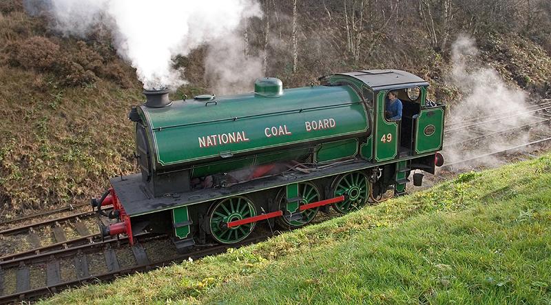 RSH Austerity - NCB No 49: Running round on 06/12/09 at Andrewshouse on the Tanfield Railway, NCB No 49. Along with Renishaw Ironworks No 6, this lovely little 0-6-0ST worked 'Santa Specials' on 6th December. Photo of RSH Austerity - NCB No 49