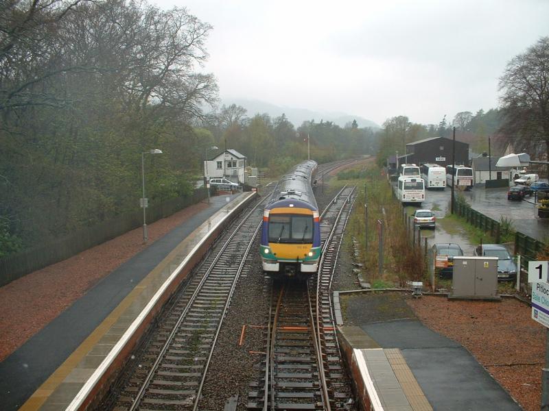 Class 170 approaching Pitlochry.: 170410 on a working from Inverness on 22nd April, 2005 Photo of Class 170 approaching Pitlochry.