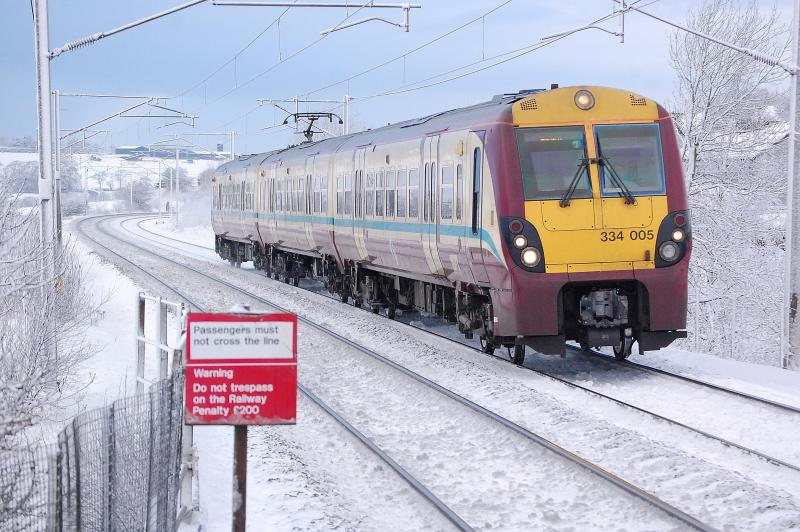 Cold calling: 334005 about to call at Carluke with train 2S42 to Lanark Photo of Cold calling