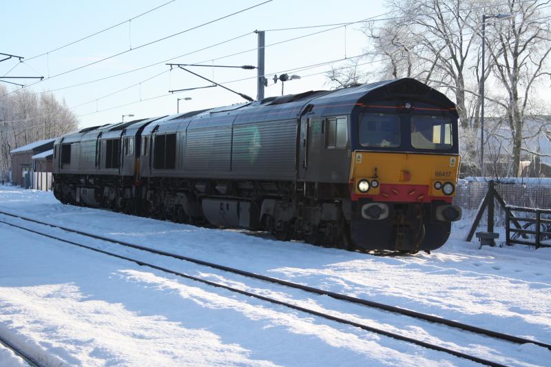 66417+66420: DRS 66417+66420 Heading North through Carstairs 28/12/09 12;46 Photo of 66417+66420