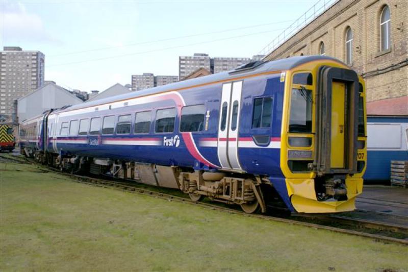 158707: 158707 stands in the yard after re-livery at Railcare Glasgow on the 7th March 2007 Photo of 158707