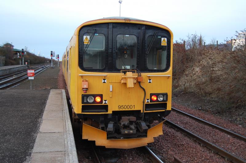 950001 Dundee: Whilst the driver changed ends prior to moving up to the signal to wait for the off, gave me an opportunity for a close up photo of the front end detail. 1/2/2010 Photo of 950001 Dundee