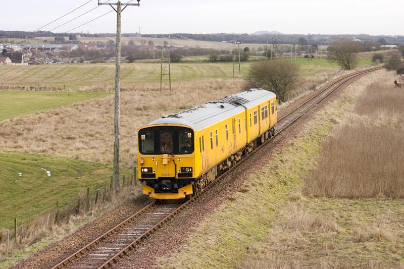Westfield Wanderer: Network Rail' 950001 slowly comes along the Westfield branch at Kinglassie with 2Q08 on Monday 1st Feb. Photo of Westfield Wanderer