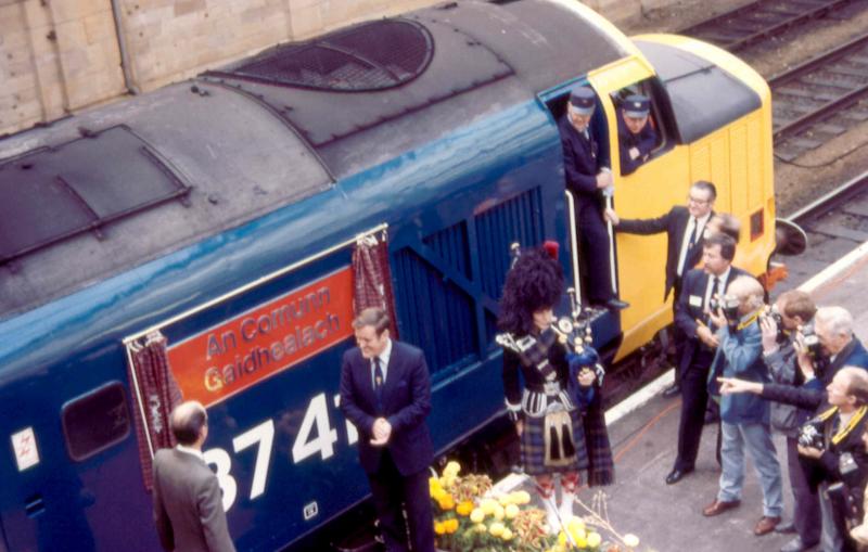 Edinburgh naming: 37418 at her naming in Waverley in October 1986 wen she became AN COMUNN GAIDHEALACH. Photo of Edinburgh naming