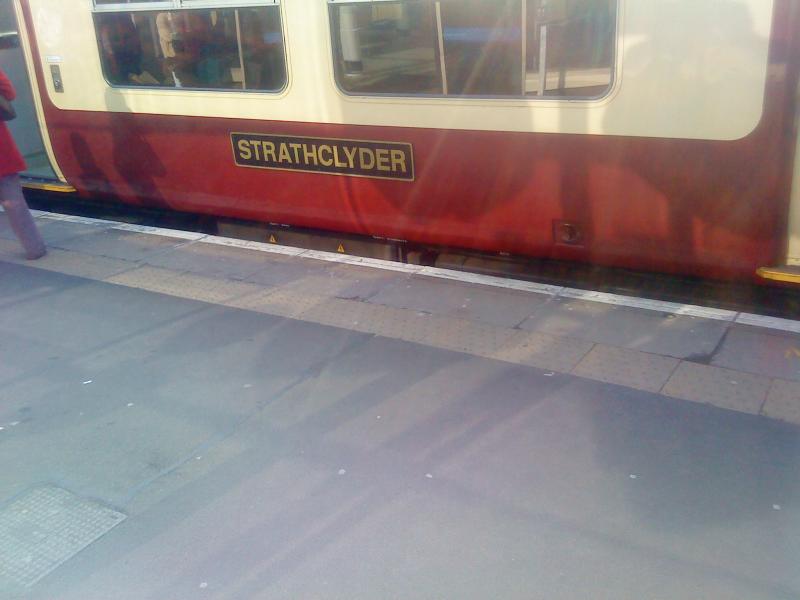 318 266 at Partick March 2009: Shows the Strathclyder name of the train, not much else Photo of 318 266 at Partick March 2009