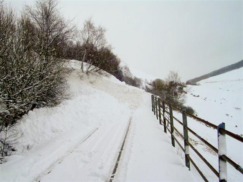 County March Avalanche: The sight greeting the crew of a class 37 on snowplough duties on WHL 26/02/10 at County March with multiple avalanches Photo of County March Avalanche