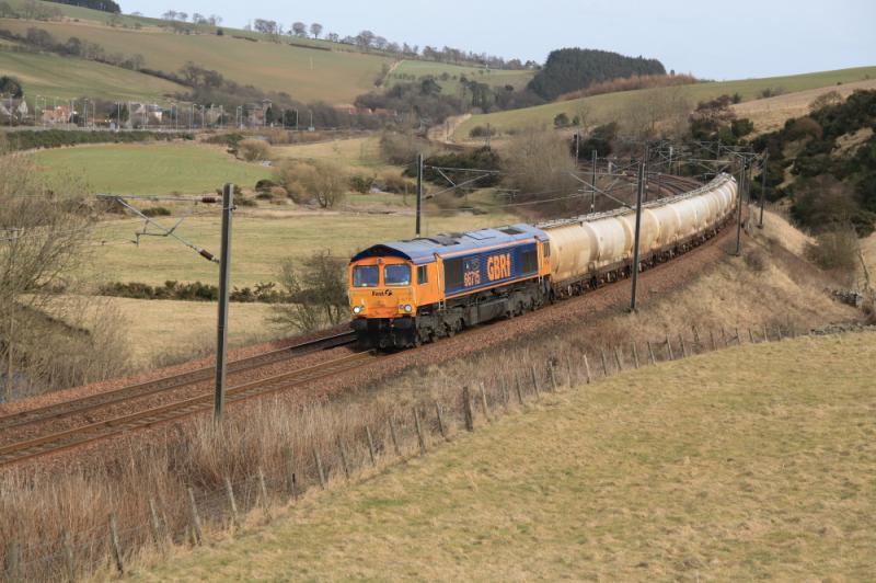 66715 at Houndwood: 66715 passes Houndwood on 6S44 11.30 North Blyth to Fort William 19/03/2010 Photo of 66715 at Houndwood