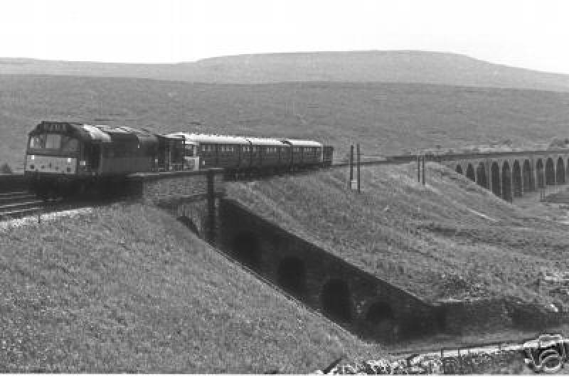 New class 311 being towed north: Unidentified class 311 being towed on the Settle and Carlisle line by a class 25 Photo of New class 311 being towed north